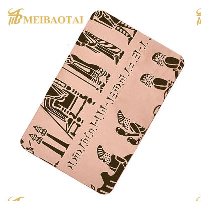 Buen precio 201 dureza grabada al agua fuerte de acero inoxidable de Pvd Rose Gold Color HRB100 de la hoja en línea