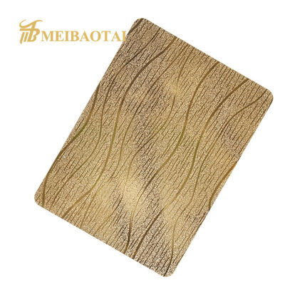 Buen precio Madera inoxidable decorativa de la hoja de acero 304 de la pared grabada en relieve acabada en línea
