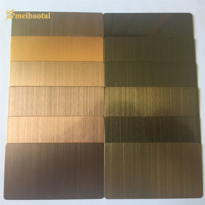 Buen precio La hoja de acero inoxidable decorativa de los pies 4*8 modifica el cepillo de la rayita para requisitos particulares de la capa del color de PVD en línea