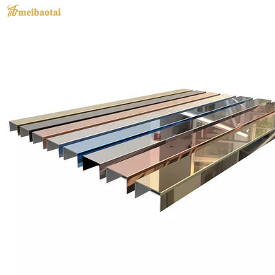 Perfil en U de acero inoxidable con acabado espejo para bordes de azulejos, con protección antihuellas y 10 pies de largo