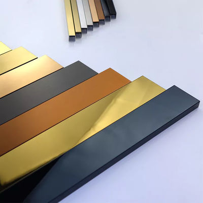 Buen precio Perfil en U de acero inoxidable 304 de tamaño personalizado con recubrimiento de color PVD para rodapiés de baldosas y aplicaciones de canaleta en U en línea