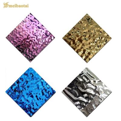 Buen precio Placa inoxidable los 4*8ft de la decoración de la hoja de acero de la ondulación del agua del color del espejo SS304 201 en línea