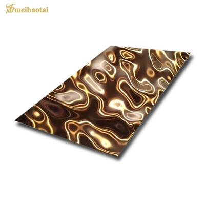 Rosa Oro Bronce Hoja de agua ondulada Placa de acero inoxidable Placa de decoración de techo