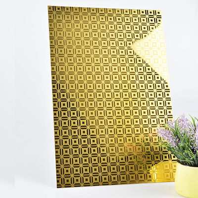 Buen precio Hoja de acero inoxidable de elevador de 4x8 espejo grabado con revestimiento PVD para puertas y aplicaciones decorativas en línea
