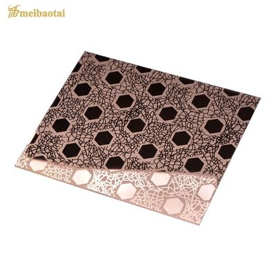 0.95mm espesor oro rosa pulido acabado grabado ascensor hoja de acero inoxidable 304 grado