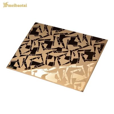 Chapa de acero inoxidable 304 grabada ASTM Rose Gold con cuatro pies, grosor de 1,0 MM