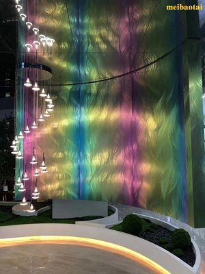 Buen precio Pasillo inoxidable modificado para requisitos particulares de la decoración de la hoja de acero del arco iris del modelo del laser en línea