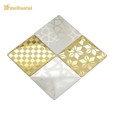 Buen precio Placa de acero inoxidable laminado en frío de 3 mm de ancho, lámina de acero inoxidable sostenible grabada en oro y plata en línea