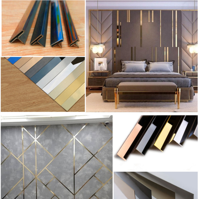 JIS de acero inoxidable de azulejos de adorno de perfil U decorativo con ranura en V