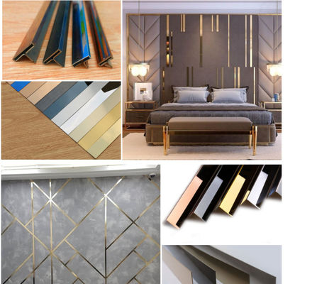 Perfil en U de acero inoxidable JIS 304 con ranura en V para protección decorativa