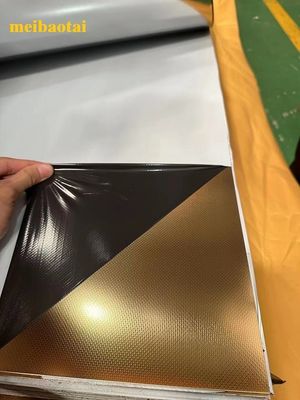 Buen precio Plata de acero inoxidable en relieve con patrón de lino dorado pulido en línea