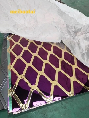 Oro y púrpura Diamante de acero inoxidable hoja de color SS304 201 gabinete de decoración