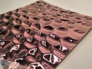 Placa de metal decorativa de acero inoxidable con relieve y recubrimiento de color oro rosa, 4x8 pies, grado 201