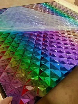 Color del arco iris Estampado Diamante de acero inoxidable Hoja de agua de onda Placa de decoración