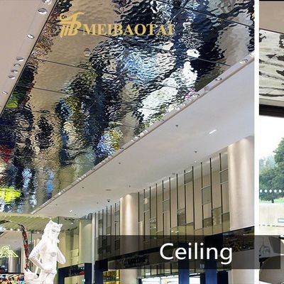Buen precio Ss304 201 0,65 mm Espejo de agua de ondulación de la hoja de decoración Techo, pared en línea