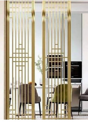 Buen precio Divisor de ambiente de acero inoxidable con recubrimiento dorado de 8 mm de grosor y diseño personalizado para decoración de hoteles en línea