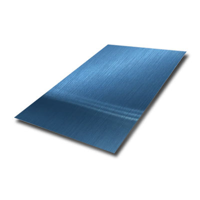 Placa de acero inoxidable PVD azul con acabado cepillado, grado EN estándar 304/201 y espesor de 0.3-1.2 mm para aplicaciones decorativas