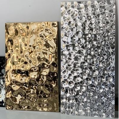 Buen precio Lámina de acero inoxidable con recubrimiento de color PVD y acabado de onda de agua, con 0,65 mm de grosor y estándar ASTM para aplicaciones decorativas en línea