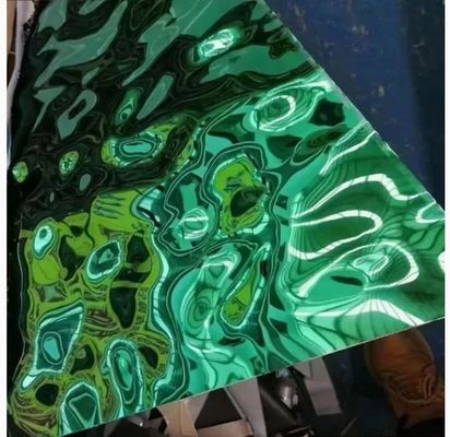 Buen precio Lámina de acero inoxidable con efecto ondulado de agua y revestimiento de color PVD para decoración de interiores en línea