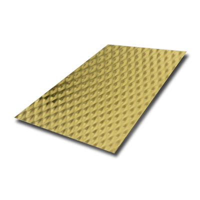 Buen precio Lámina de acero inoxidable 6WL con relieve de espejo dorado, 0,85 mm de grosor y doble película de PVC para placa metálica decorativa en línea