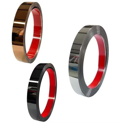 Buen precio PVD Color Coating Mirror Surface 201 Grade Tiles de acero inoxidable Adhesive Roll Flat Trim en línea