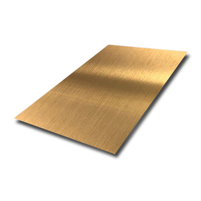 Placa de acero inoxidable 304 con acabado cepillado y recubrimiento PVD de titanio dorado, 1219x2438mm