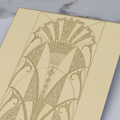 Acero inoxidable 304 grabado con acabado espejo dorado 1219x3048 mm para aplicaciones decorativas