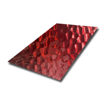 Lámina de acero inoxidable 304 con diseño de panal, color rojo China, estampada decorativa con recubrimiento PVD