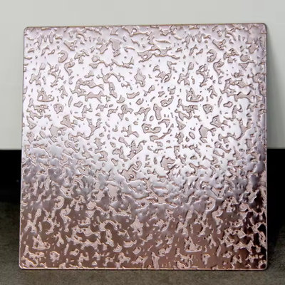 Ss304 201 Placa de decoración de chapa de acero inoxidable en oro rosado en relieve