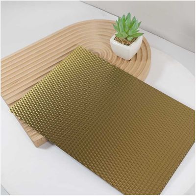 Lámina de acero inoxidable con relieve de superficie de espejo de 0,85 mm de grosor y color dorado para pared decorativa