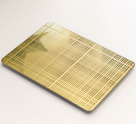 Buen precio Revestimiento de espejo de oro de acero inoxidable 304 placa grabada de decoración 1219x2438mm Tamaño en línea