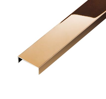 SS304 Rosa Oro de la línea de cabello del espejo de acabado anti dedo Impresión de acero inoxidable U Tiles Trim para pared decorativa
