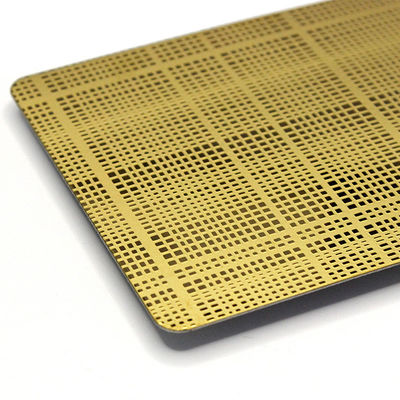 Acero inoxidable 304 grabado con acabado espejo dorado en tamaño 1219x3048 mm para aplicaciones decorativas