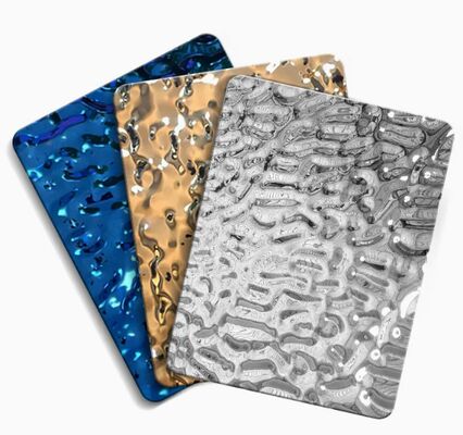 3D Mirror Finish Water Ripple paneles de acero inoxidable para proyectos hoteleros