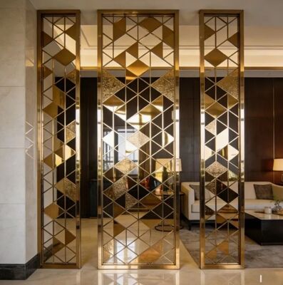 Buen precio Pantalla decorativa de pared de separación de acero inoxidable de titanio de oro moderno en línea