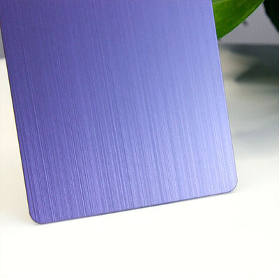 Buen precio PVD Violeta línea de cabello de acero inoxidable hoja 201 grado hoja decorativa 1219x2438mm tamaño en línea