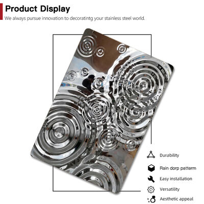304 hoja de acero inoxidable del modelo de la ondulación de la gota de agua del efecto del espejo 8K para la pared