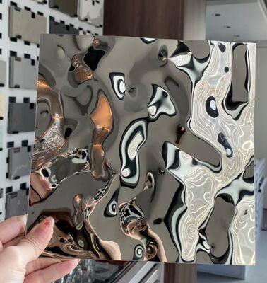 Lamas de acero inoxidable de onda de agua espejo: paneles de pared martillados en 3D