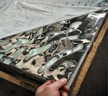 Paneles de acero inoxidable 304 con efecto agua plateado espejo para techos