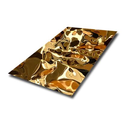 304 de oro espejo de agua de la hoja de onda para el panel de pared interior