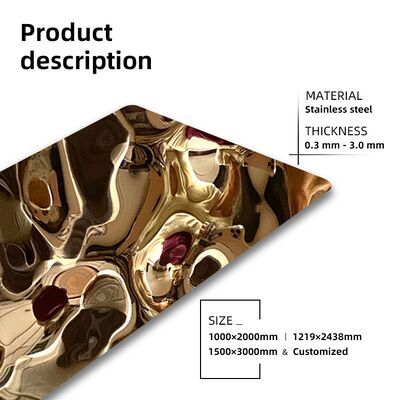 Buen precio Lámina de acero inoxidable con espejo de oro rosa y onda de agua para decoración de interiores en línea