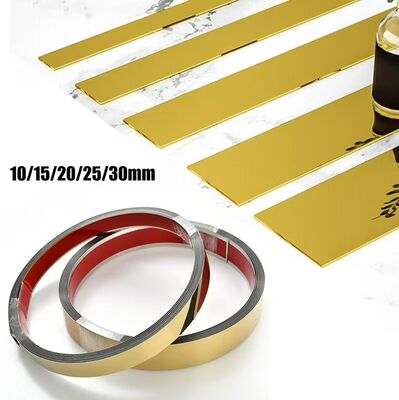 Buen precio Tira de borde de metal de acero inoxidable dorado espejo de lujo para azulejos y puertas en línea
