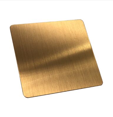 Hoja de acero inoxidable de oro cepillado, placa de metal recubierta de Ti-PVD