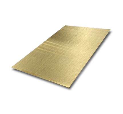 Placa de acero inoxidable en color dorado champán, acabado PVD premium