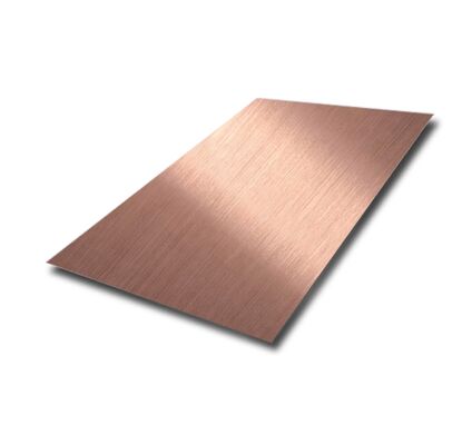 SS304 Línia de cabello Rosa Oro Hoja de acero inoxidable Placa de metal de color decorativo