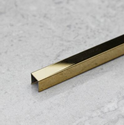 Buen precio Borde en U de acero inoxidable dorado espejo, superficie perfecta con película protectora. en línea