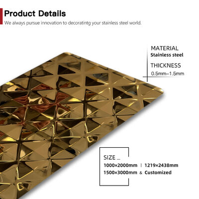 Buen precio Hoja de acero inoxidable con diseño de diamante revestido de PVD dorado para decoración interior en línea