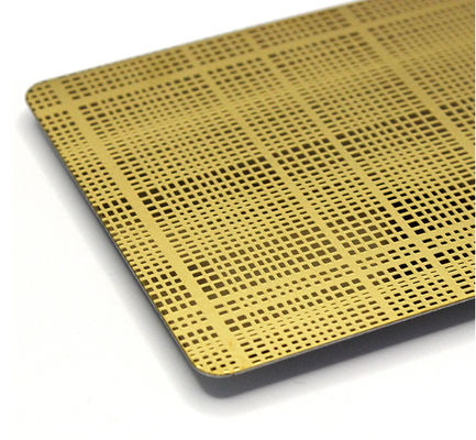 Buen precio Revestimiento de espejo de oro de acero inoxidable 304 hoja decorativa grabada 1219x3048mm para paneles de pared de lujo en línea
