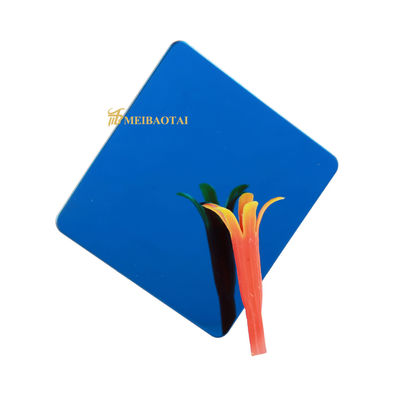 Chapa de acero inoxidable con acabado espejo y recubrimiento PVD azul de 0.65 mm de espesor para uso decorativo