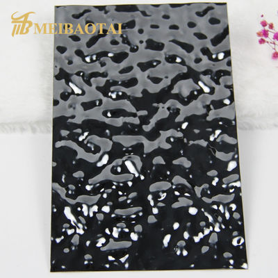Hoja de acero inoxidable anodizada PVD recubierta de agua ondulada negra 1219mmx2438mm Tamaño para paredes y techos decorativos
